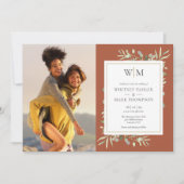 Invitation Monogram Green Terracotta Mariage photo (Devant)
