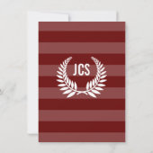 Invitation Monogram Laurel Masculine Red Maroon Graduation (Dos)