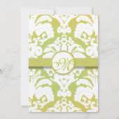 Invitation Monogram Lime Light Gold Mariage damass (Dos)