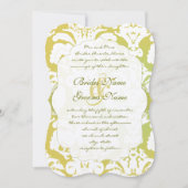 Invitation Monogram Lime Light Gold Mariage damass (Devant)
