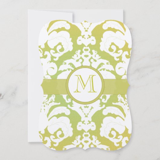 Invitation Monogram Lime Light Gold Mariage damass (Dos)