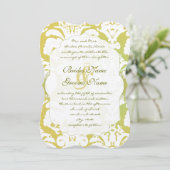 Invitation Monogram Lime Light Gold Mariage damass (Debout devant)