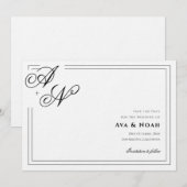 Invitation Monogram Minimal Classic Wedding Save the Date (Devant / Derrière)