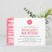 Invitation MONOGRAM MODERNE BAT MITZVAH côté bar or rose (Debout devant)