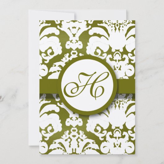 Invitation Monogram Olive Mariage damassé (Devant)