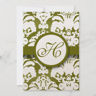 Invitation Monogram Olive Mariage damassé