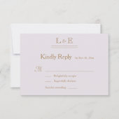 Invitation Monogram Or Lilac Gris Esperluette Mariage RSVP (Devant)