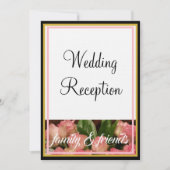 Invitation Monogram Pink Roses Wedding Family Friends (Devant)