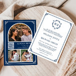 Invitation Monogram QR Code Photo Collage Navy Blue Wedding<br><div class="desc">Amaze your guests with this beautiful wedding invite featuring elegant borders and traditional typography with QR Code for online RSVP. Simply add your event details on this easy-to-use template and adorn this card with your favorite photos to make it a one-of-a-kind invitation.</div>