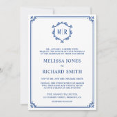 Invitation Monogram QR Code Photo Collage Royal Blue Wedding (Devant)