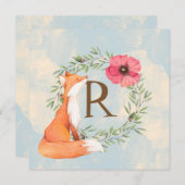 Invitation MONOGRAM renard boisé (Devant / Derrière)