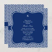 Invitation Monogram Royal Blue Chevron Motif (Devant / Derrière)