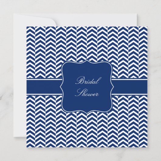 Invitation Monogram Royal Blue Chevron Motif (Dos)