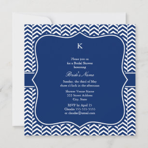 Invitation Monogram Royal Blue Chevron Motif