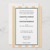 Invitation Monogram Sandy Beach bleu blanc rayures de cabane (Devant)