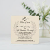 Invitation Monogram Square Classique Noir Diplômé de l'Univer (Debout devant)