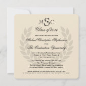 Invitation Monogram Square Classique Noir Diplômé de l'Univer (Devant)