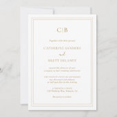 Invitation Monogram Traditional Gold All In One Wedding (Devant)