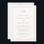 Invitation Monogram Traditional Gold All In One Wedding<br><div class="desc">Classic All In One Wedding Invite dans elegant faux gold with your monogram and wedding details surrounded by a double border. The back has a template that acts as your enclosure card, where you can add your guest details. The font and border colors may be change d to any color...</div>