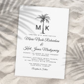 Invitation Monogram Tropical Palm Tree Formal Beach Wedding