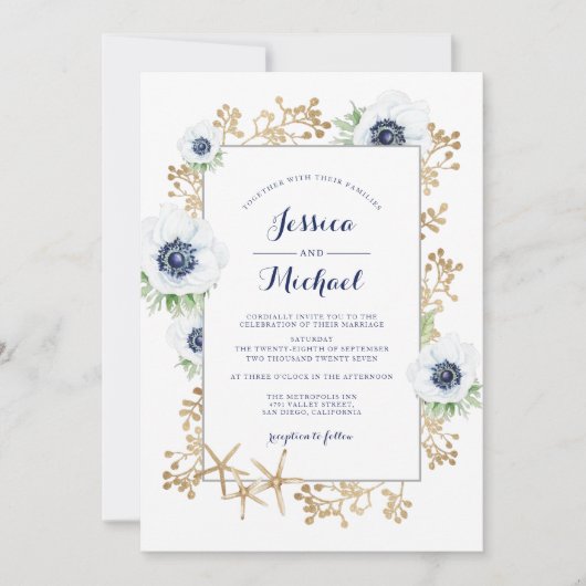 Invitation Monogram White Anemone Flower (Devant)