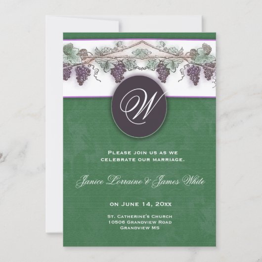 Invitation Monogramme à la vigne (Devant)