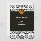 Invitation MONOGRAMME AGATE ORANGE DAMAS, noir et blanc (Dos)