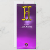 Invitation MONOGRAMME ALEXANDRITE GEMINI, améthyste jaune vif (Dos)