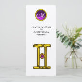 Invitation MONOGRAMME ALEXANDRITE GEMINI, améthyste jaune vif (Debout devant)