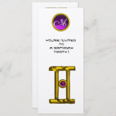 Invitation MONOGRAMME ALEXANDRITE GEMINI, améthyste jaune vif (Devant / Derrière)
