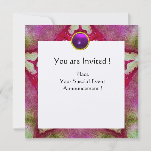 INVITATION MONOGRAMME AMETHYSTE ROSE ABSTRAIT (Dos)