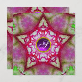 INVITATION MONOGRAMME AMÉTHYSTE ROSE ABSTRAIT ÉTOILE VIOLETTE (Devant / Derrière)