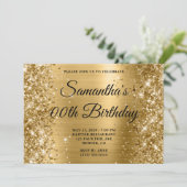Invitation Monogramme Anniversaire Pailleté Or (Debout devant)