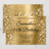 Invitation Monogramme Anniversaire Pailleté Or (Devant / Derrière)
