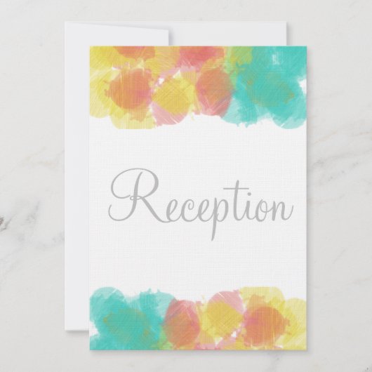 Invitation Monogramme Aquarelle rose Jaune Bleu Réception (Devant)
