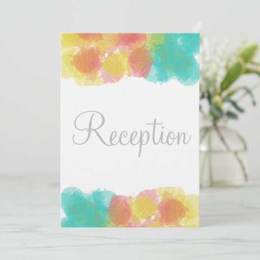 Invitation Monogramme Aquarelle rose Jaune Bleu Réception (Debout devant)