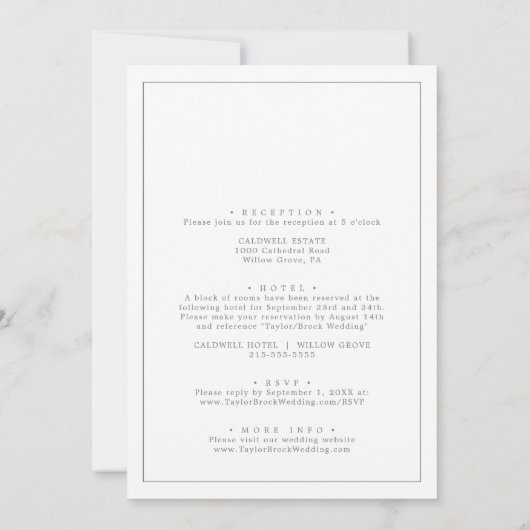 Invitation Monogramme argenté romantique Mariage double face (Dos)