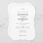 Invitation Monogramme argenté simple et élégant pour mariage (Devant / Derrière)