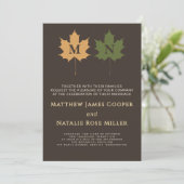 Invitation Monogramme Automnal Brun Foncé Rustique Olive Vert (Debout devant)
