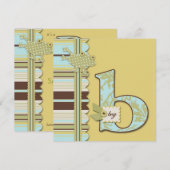 Invitation Monogramme avec grenouille et Baby shower d'impres (Devant / Derrière)