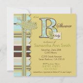 Invitation Monogramme avec grenouille et Baby shower d'impres (Dos)