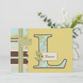 Invitation Monogramme avec grenouille et Baby shower d'impres (Debout devant)