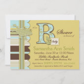 Invitation Monogramme avec grenouille et Baby shower d'impres (Dos)