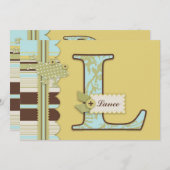 Invitation Monogramme avec grenouille et Baby shower d'impres (Devant / Derrière)