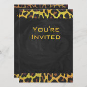 Invitation Monogramme avec léopard Brown et jaune (Devant / Derrière)