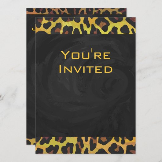 Invitation Monogramme avec léopard Brown et jaune (Devant / Derrière)