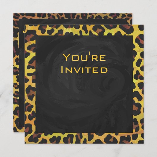 Invitation Monogramme avec léopard Brown et jaune (Devant / Derrière)