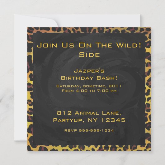 Invitation Monogramme avec léopard Brown et jaune (Dos)