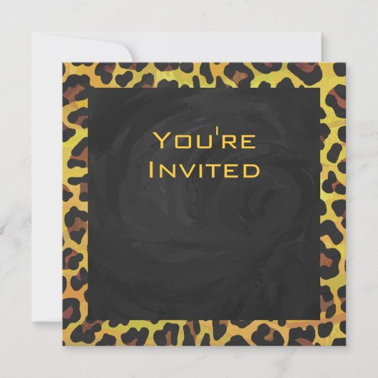 Invitation Monogramme avec léopard Brown et jaune (Devant)