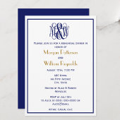 Invitation Monogramme B&G Navy écriture Vine Mariage DIY BG R